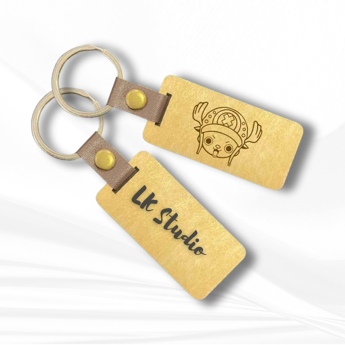 Personalized wooden keychain with laser engraving